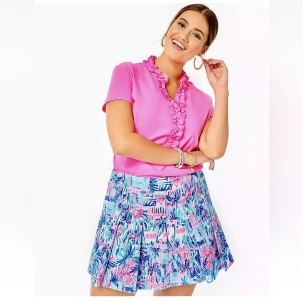 NWT Lilly Pulitzer Luxletic Ravello Blue Perfect Match Frazer Short 16